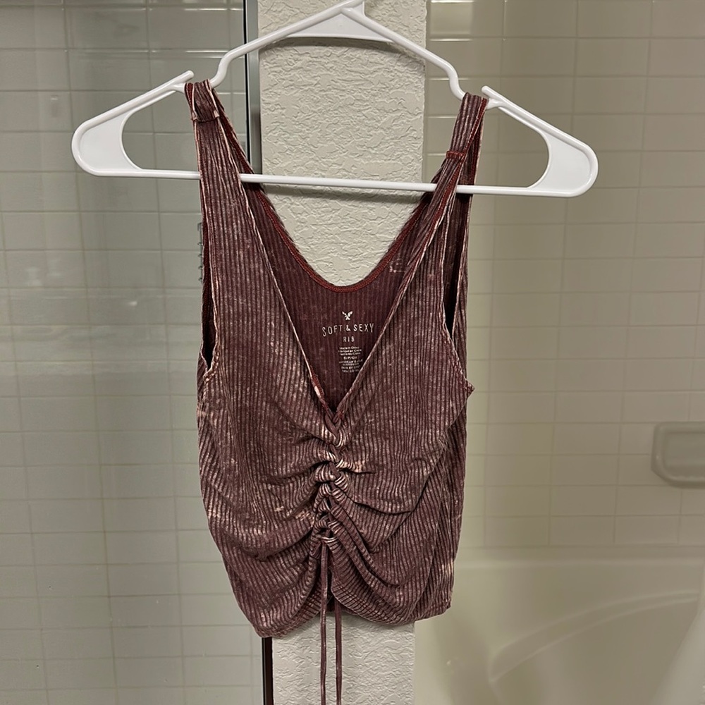 American Eagle Ribbed Cropped Top